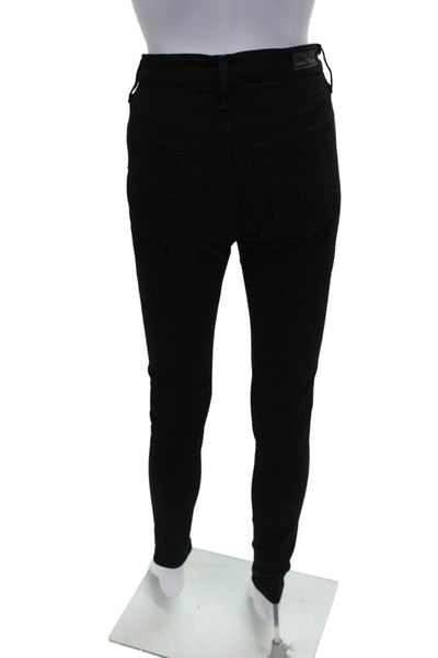 AG Womens Black Skinny Jeans Mid-Rise Button Viscose Size 28