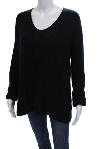 John & Jenn Women Pullover Sweater Black V-Neck Long Sleeve Acrylic Size M