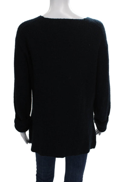 John & Jenn Women Pullover Sweater Black V-Neck Long Sleeve Acrylic Size M