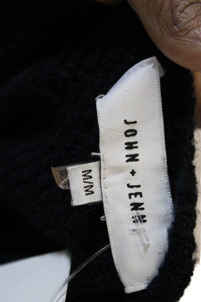 John & Jenn Women Pullover Sweater Black V-Neck Long Sleeve Acrylic Size M