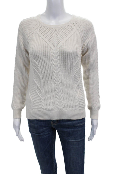 Lilla P Womens Ivory Cotton Pullover Sweater Crew Neck Long Sleeve Size S