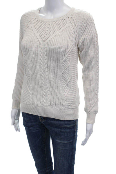 Lilla P Womens Ivory Cotton Pullover Sweater Crew Neck Long Sleeve Size S