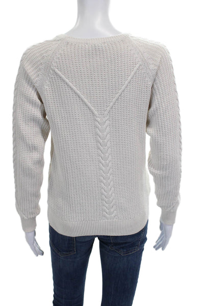 Lilla P Womens Ivory Cotton Pullover Sweater Crew Neck Long Sleeve Size S