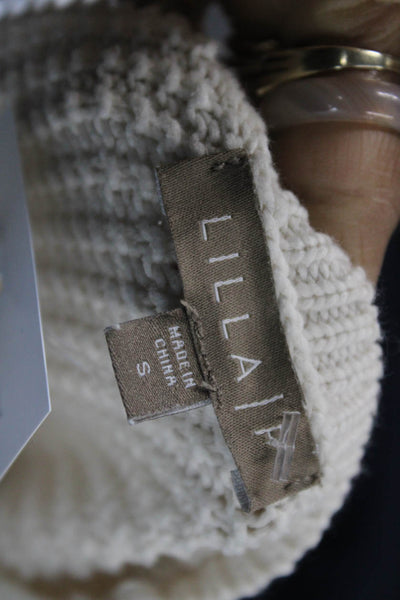 Lilla P Womens Ivory Cotton Pullover Sweater Crew Neck Long Sleeve Size S