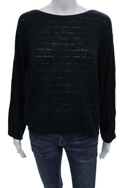Joie Women Pullover Sweater Blue Striped Boat Neck Ramie Long Sleeve Size S