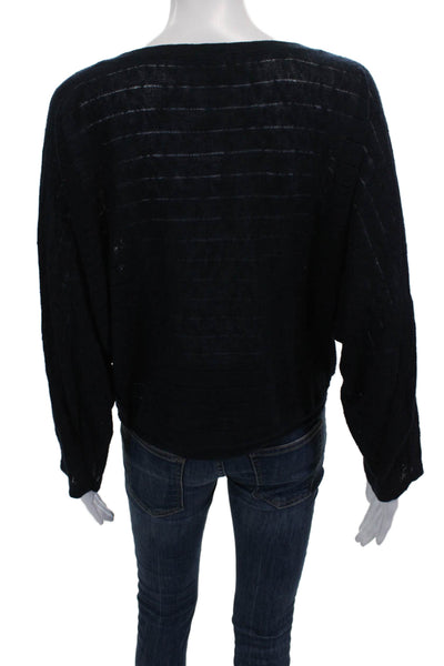 Joie Women Pullover Sweater Blue Striped Boat Neck Ramie Long Sleeve Size S