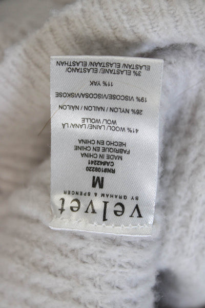 Velvet Women Beige V-Neck Wool Blend Cardigan Long Sleeve Size M
