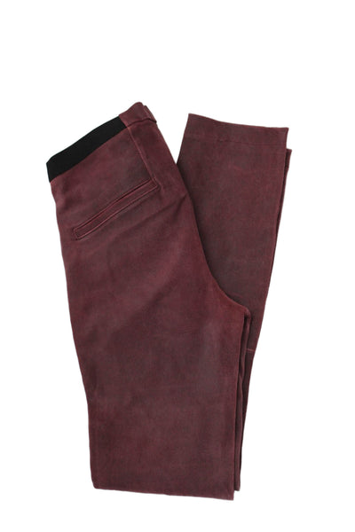 Helmut Lang Women Ankle Lamb Leather Leggings Red Size 0