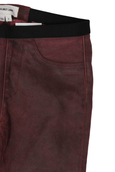 Helmut Lang Women Ankle Lamb Leather Leggings Red Size 0