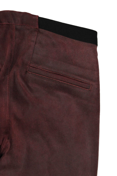 Helmut Lang Women Ankle Lamb Leather Leggings Red Size 0