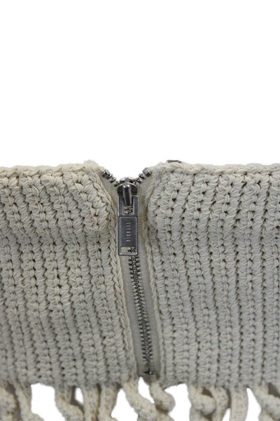 Dion Lee Women Ivory Cropped Strapless Square Neck Cotton Zip Top Size 2