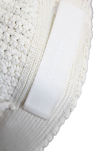 Dion Lee Women Ivory Cropped Strapless Square Neck Cotton Zip Top Size 2