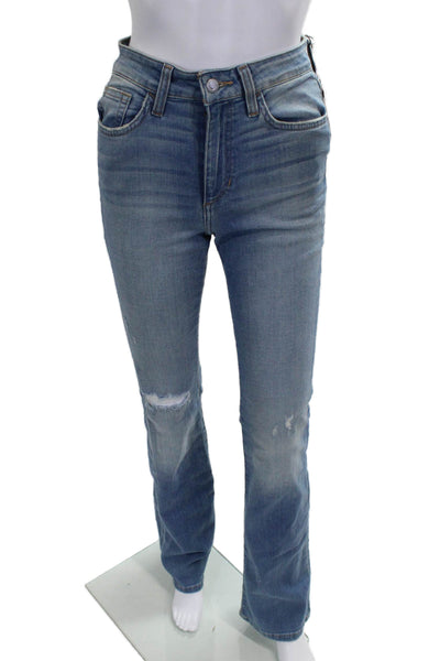 Joes Women Flared Jeans Blue Mid Rise Cotton Blend Inseam 34 Size 25