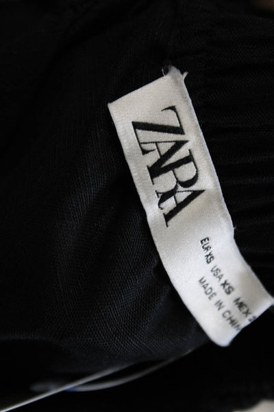 Zara Women Maxi Linen V-Neck Sleeveless Black Dress Pullover Size XS