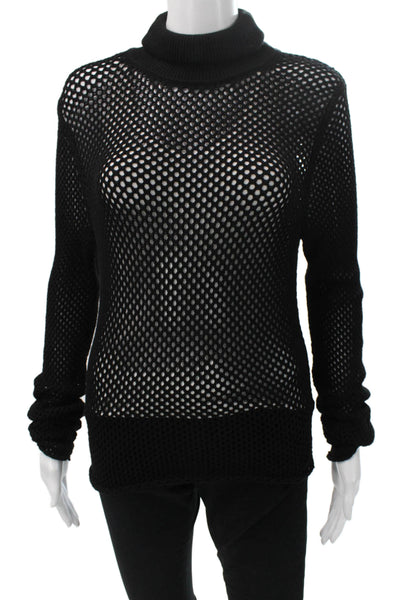 ALC Women Pullover Sweater Black Viscose Turtleneck Long Sleeve Size M