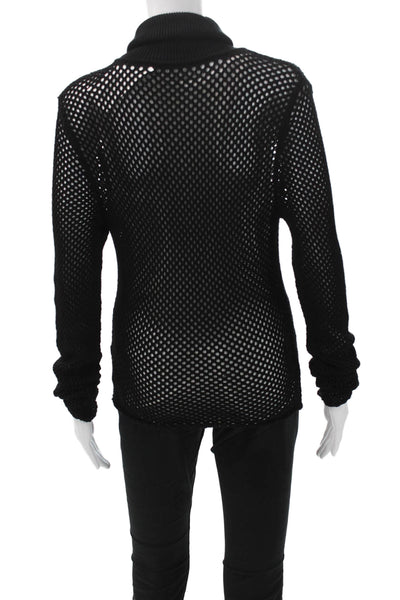 ALC Women Pullover Sweater Black Viscose Turtleneck Long Sleeve Size M