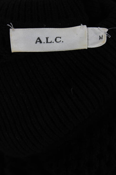 ALC Women Pullover Sweater Black Viscose Turtleneck Long Sleeve Size M