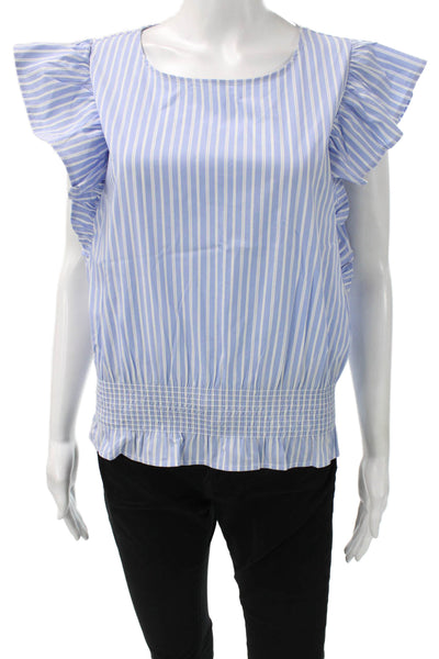 Laundry by Shelli Segal Women Striped Round Neck Blouse Sleeveless Blue Size M