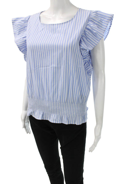 Laundry by Shelli Segal Women Striped Round Neck Blouse Sleeveless Blue Size M