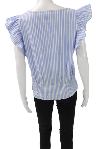 Laundry by Shelli Segal Women Striped Round Neck Blouse Sleeveless Blue Size M