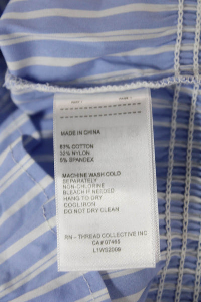 Laundry by Shelli Segal Women Striped Round Neck Blouse Sleeveless Blue Size M