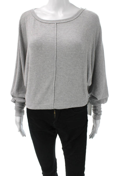 Treasure & Bond Womens Blouse Gray Scoop Neck Long Sleeve Size 2XS