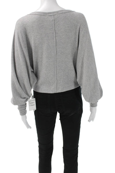 Treasure & Bond Womens Blouse Gray Scoop Neck Long Sleeve Size 2XS