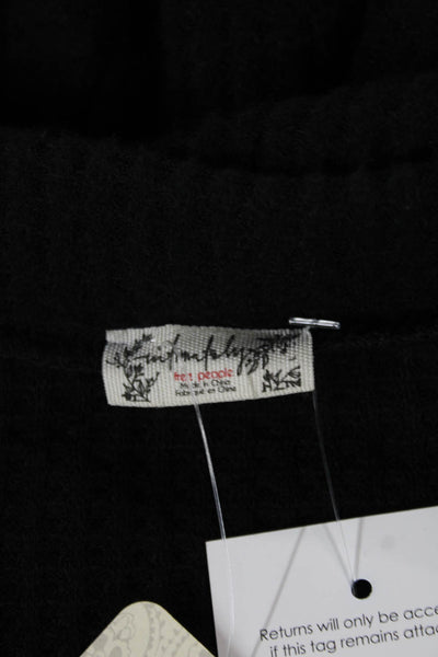 Intimately Free People Women Bodysuit Black Square Neck Long Sleeve Size L