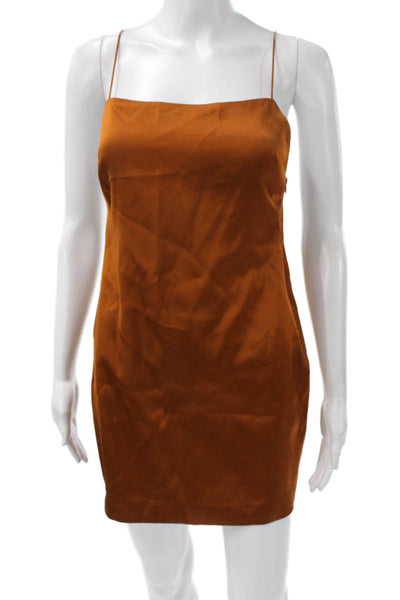 GAUGE81 Womens Slip Dress Brown Viscose Square Neck Sleeveless Mini Size S