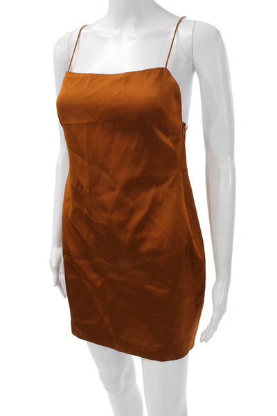 GAUGE81 Womens Slip Dress Brown Viscose Square Neck Sleeveless Mini Size S