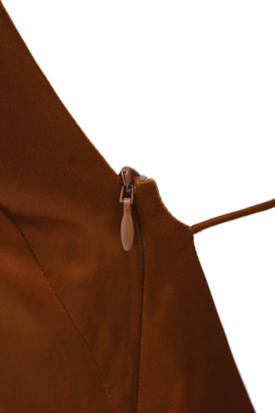 GAUGE81 Womens Slip Dress Brown Viscose Square Neck Sleeveless Mini Size S
