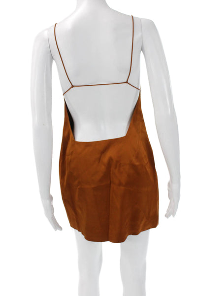 GAUGE81 Womens Slip Dress Brown Viscose Square Neck Sleeveless Mini Size S