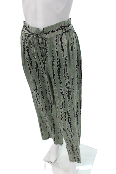 Poheme Women Paperbag Pants Green Viscose Geometric Drawstring Size One Size