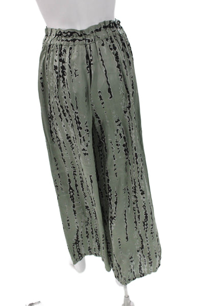 Poheme Women Paperbag Pants Green Viscose Geometric Drawstring Size One Size