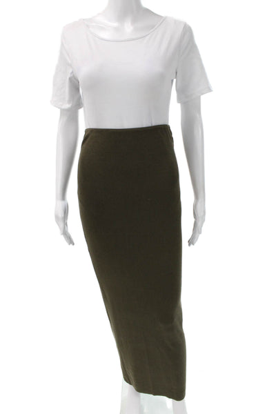 St. Agni Women Green Maxi Skirt 100% TENCEL Lyocell Long Pull On Size M