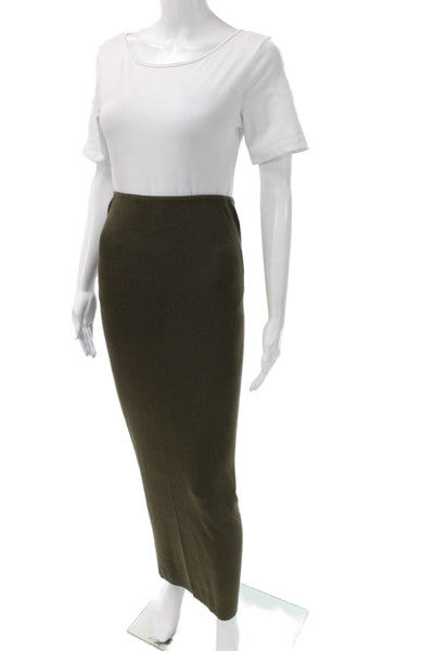St. Agni Women Green Maxi Skirt 100% TENCEL Lyocell Long Pull On Size M