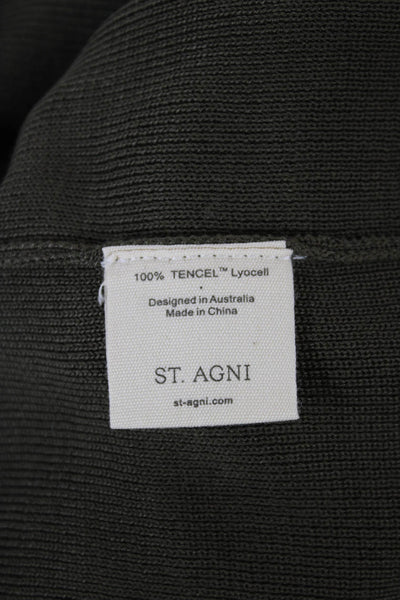 St. Agni Women Green Maxi Skirt 100% TENCEL Lyocell Long Pull On Size M