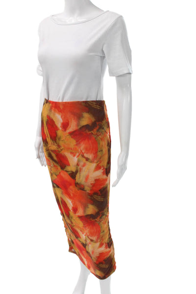 Blanc Womens Multicolor Polyester Straight Pencil Skirt Midi Size M