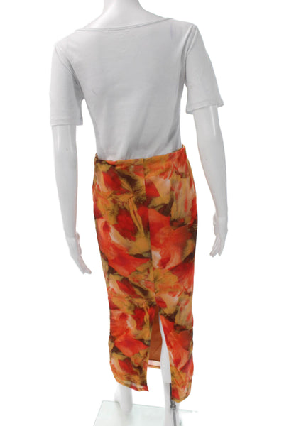 Blanc Womens Multicolor Polyester Straight Pencil Skirt Midi Size M