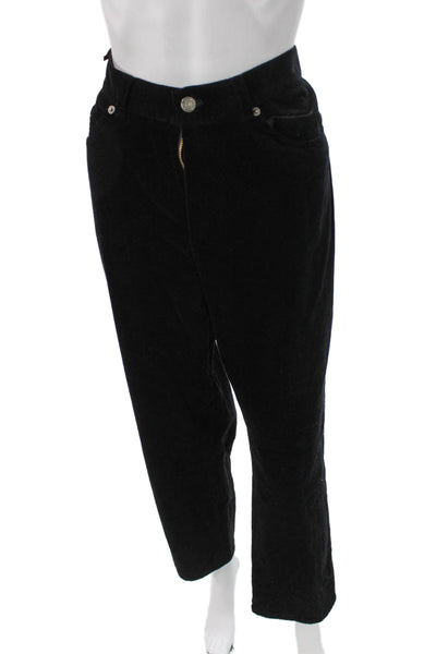 Ralph Lauren Women Cropped Pants Black Cotton Mid Rise Size 14 Petite