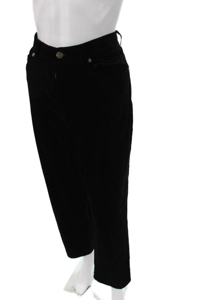 Ralph Lauren Women Cropped Pants Black Cotton Mid Rise Size 14 Petite