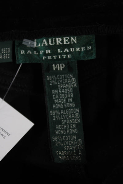 Ralph Lauren Women Cropped Pants Black Cotton Mid Rise Size 14 Petite