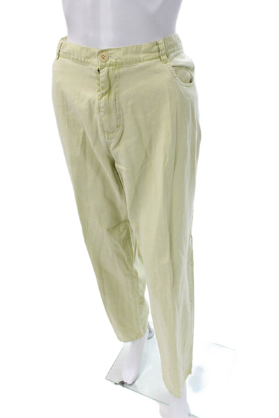Go Silk Womens Green Silk Chino Pants Button Fly Inseam 30 Size 14