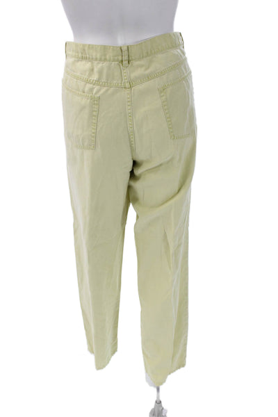 Go Silk Womens Green Silk Chino Pants Button Fly Inseam 30 Size 14