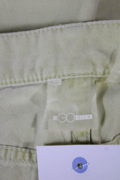 Go Silk Womens Green Silk Chino Pants Button Fly Inseam 30 Size 14