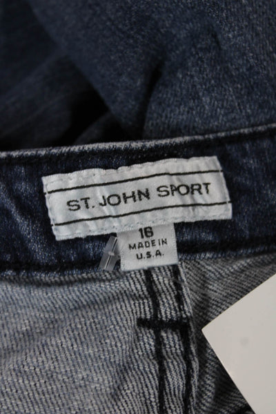 St. John Sport Women Blue Bootcut Jeans Cotton Blend Size 16