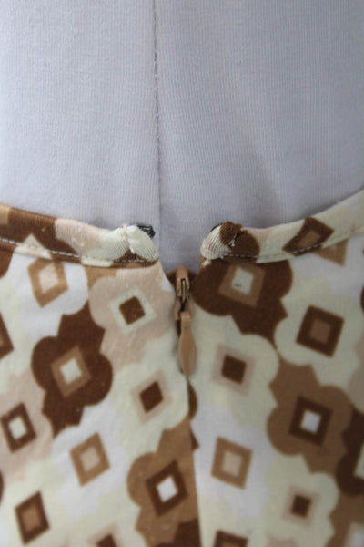 ICB Women Wrap Skirt Brown Geometric Polyester Short Zip Size L