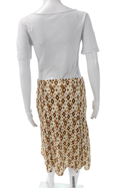 ICB Women Wrap Skirt Brown Geometric Polyester Short Zip Size L