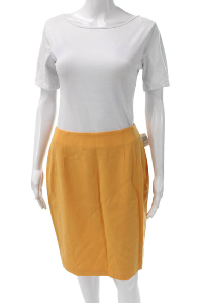 Ellen Tracy Womens Yellow Wool Straight Pencil Skirt Knee Length Zip Size 10