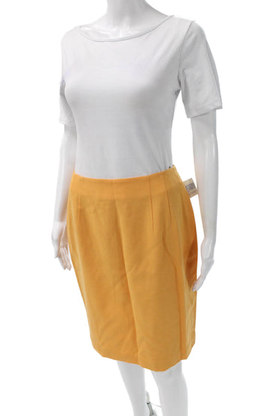 Ellen Tracy Womens Yellow Wool Straight Pencil Skirt Knee Length Zip Size 10